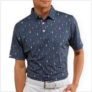 Straight Down Under the Sea Polo Shirt in Ink Seahorse Shells Theme NEW NWT 3XL